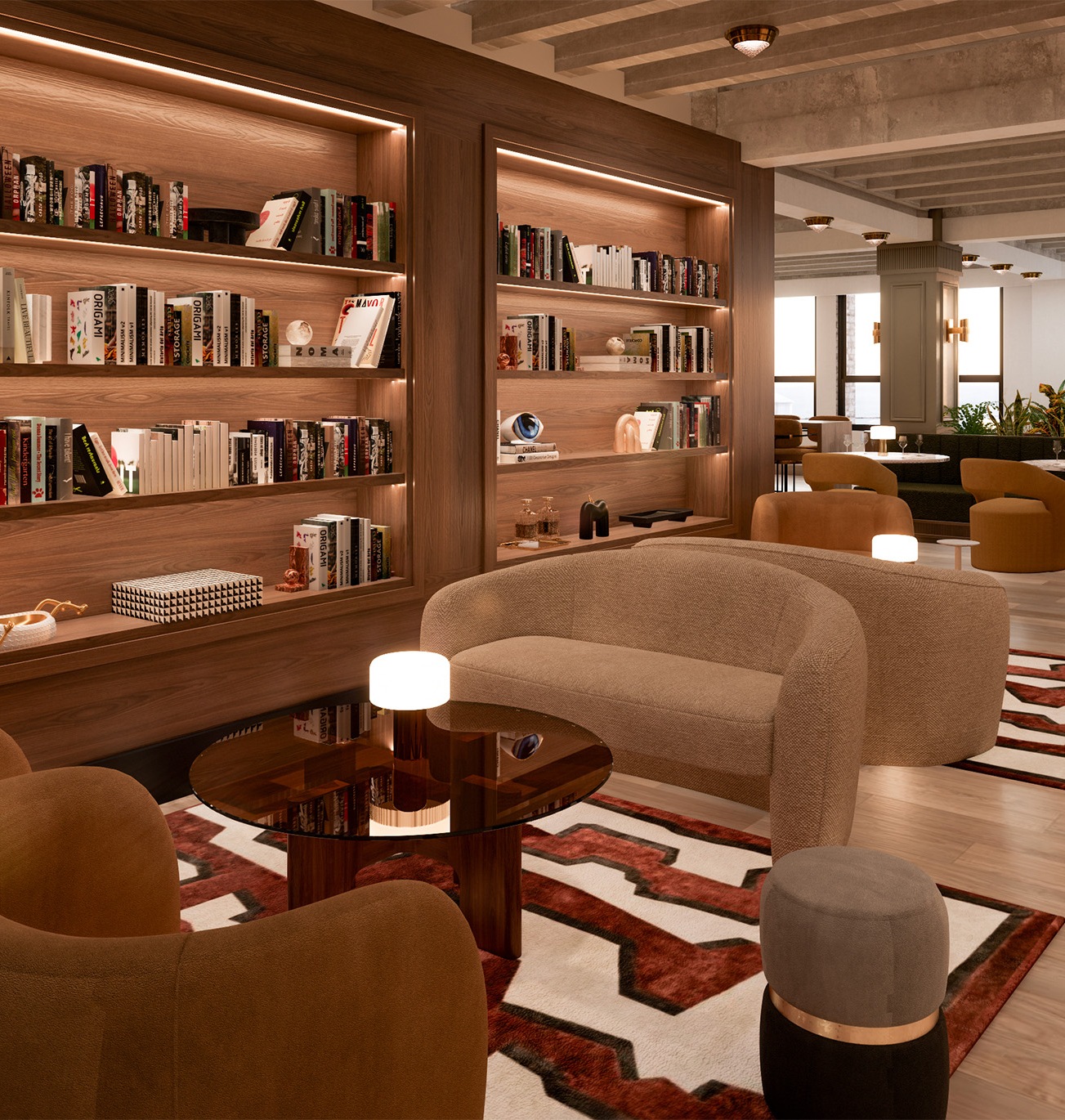 a clubhouse with ample seating